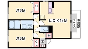 甘地駅 徒歩20分 1階の物件間取画像